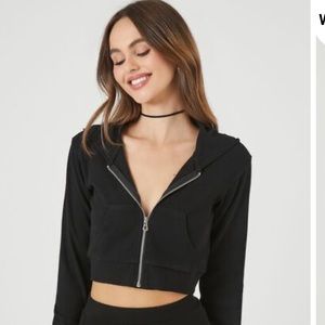 Forever 21 Cropped Zip-Up Hoodie